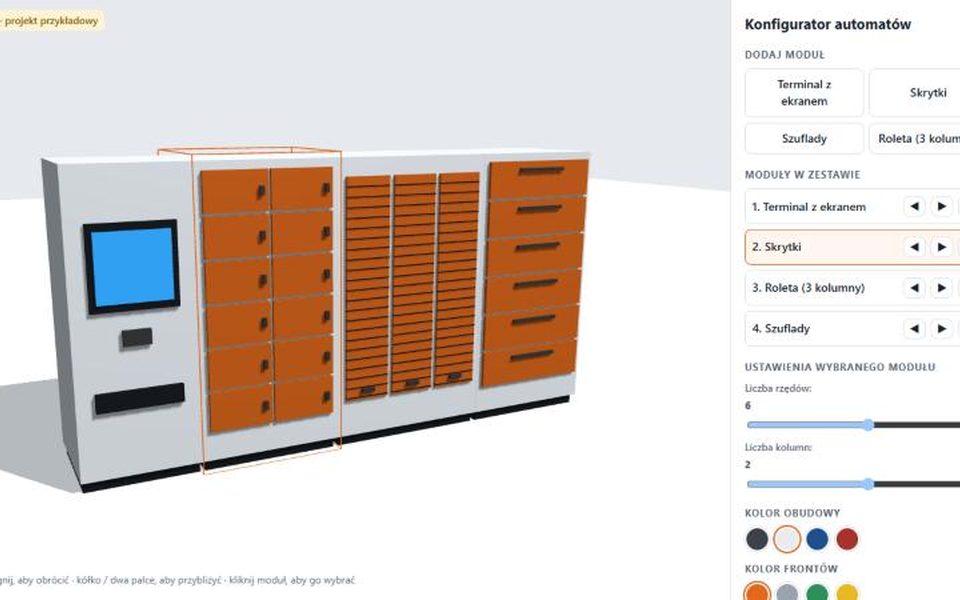 Konfigurator 3D zestawu automatów z modułami